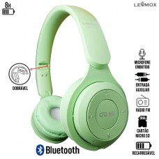Headphone sem Fio Bluetooth/SD/Aux/Rádio FM Estéreo Dobrável com Microfone LEF-1017 Lehmox - Verde